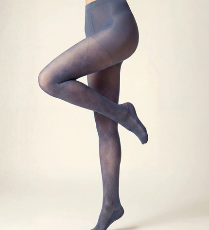 Diamond Patterned Tights - Teal
