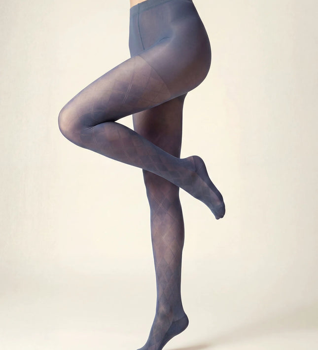 Diamond Patterned Tights - Teal