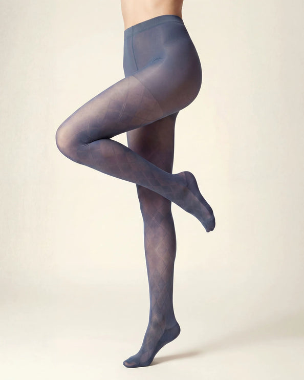 Diamond Patterned Tights - Teal