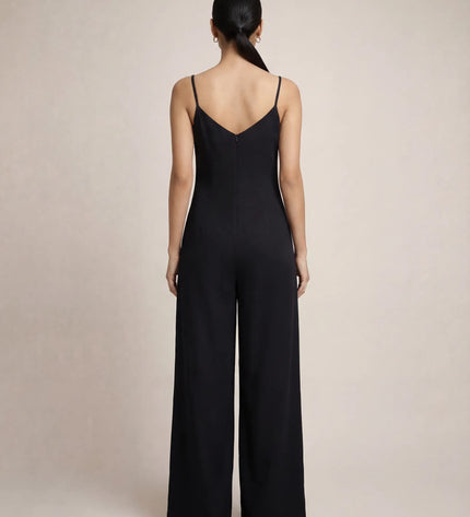 THE NALA TIE BELT WIDE LEG JUMPSUIT IN BLACK
