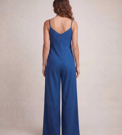 THE NALA TIE BELT WIDE LEG JUMPSUIT IN BLUE