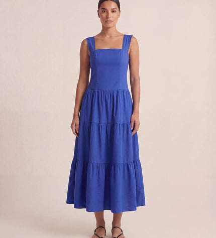 THE ESME SQUARE NECK LACE UP BACK SUNDRESS IN COBALT BLUE