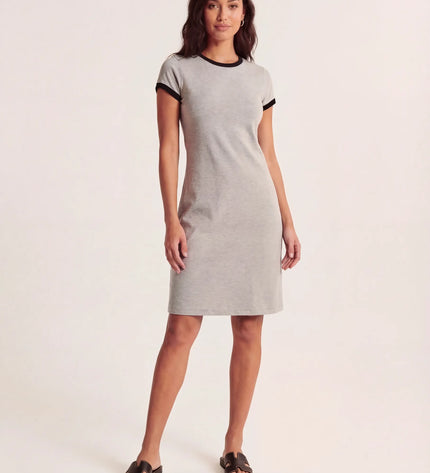THE LIV T-SHIRT MIDI DRESS IN LIGHT GREY/BLACK