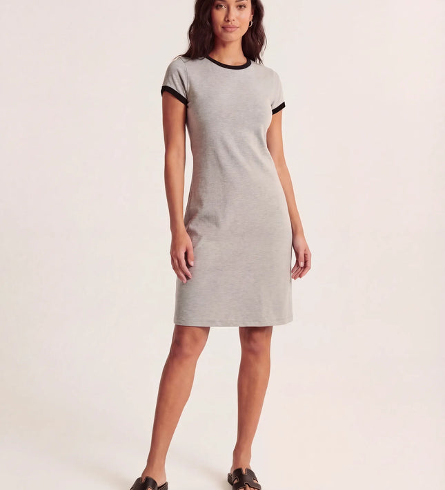 THE LIV T-SHIRT MIDI DRESS IN LIGHT GREY/BLACK