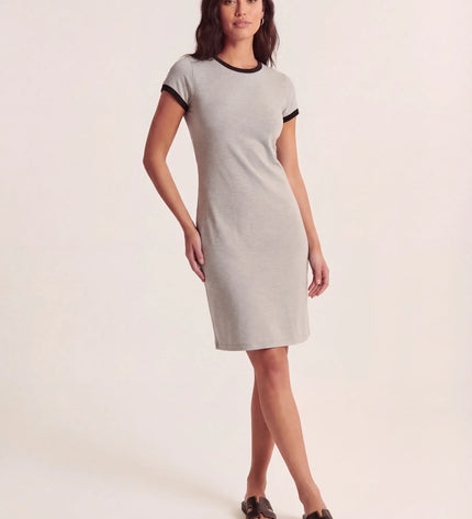 THE LIV T-SHIRT MIDI DRESS IN LIGHT GREY/BLACK