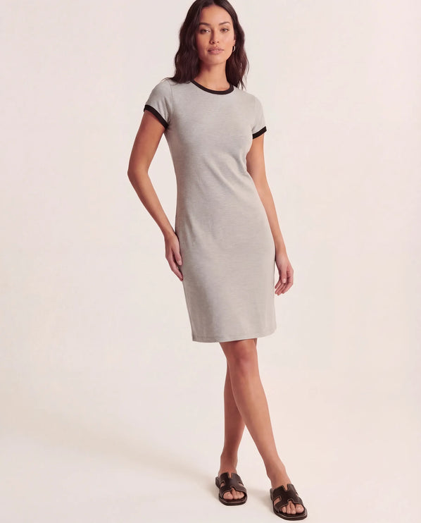 THE LIV T-SHIRT MIDI DRESS IN LIGHT GREY/BLACK