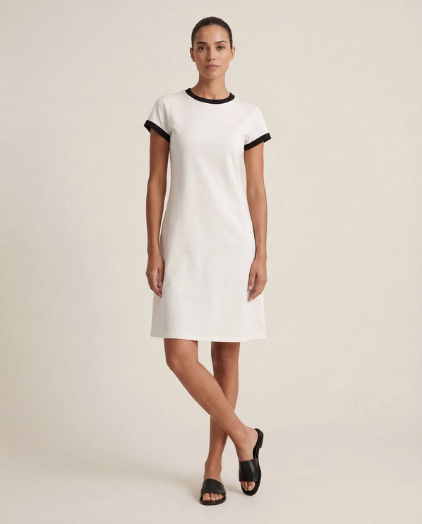 THE LIV T-SHIRT MIDI DRESS IN WHITE/BLACK