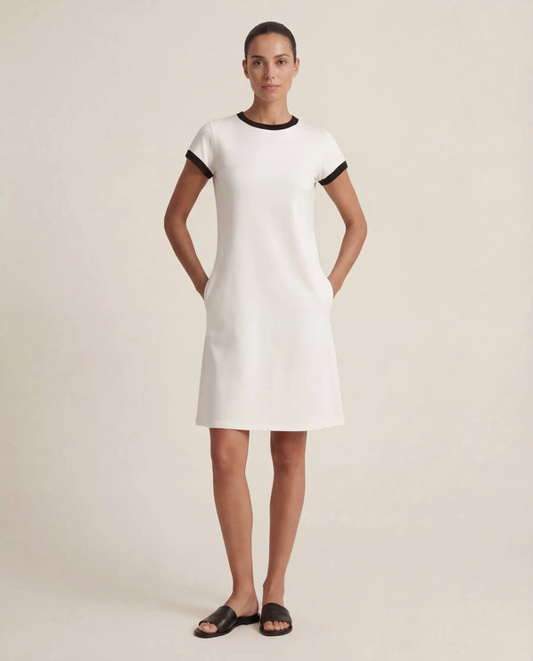 THE LIV T-SHIRT MIDI DRESS IN WHITE/BLACK