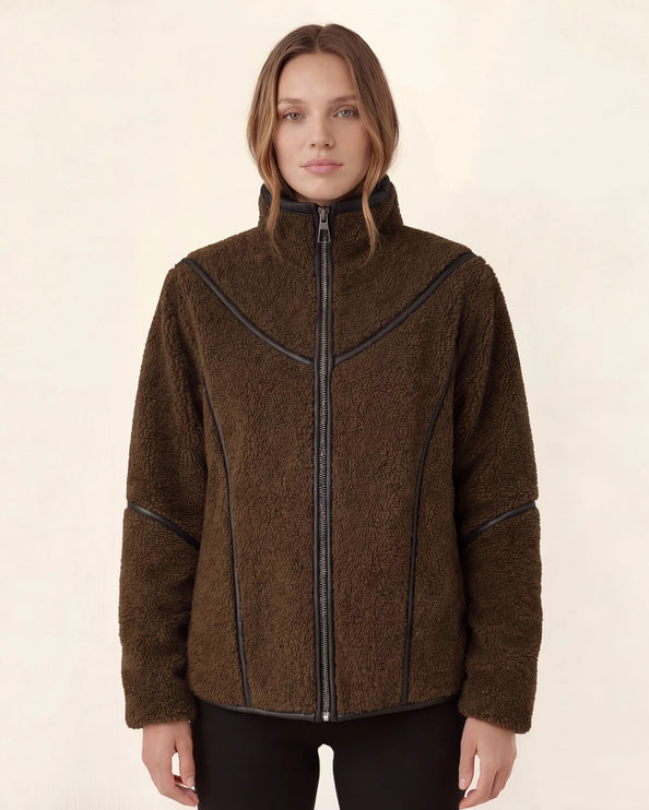 THE MILA TEDDY JACKET IN BROWN