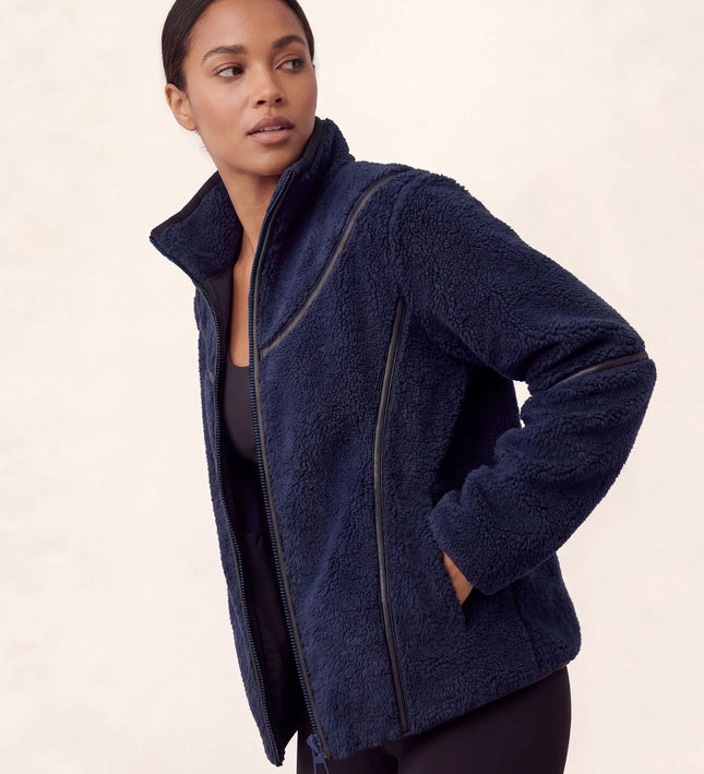 THE MILA TEDDY JACKET IN NAVY