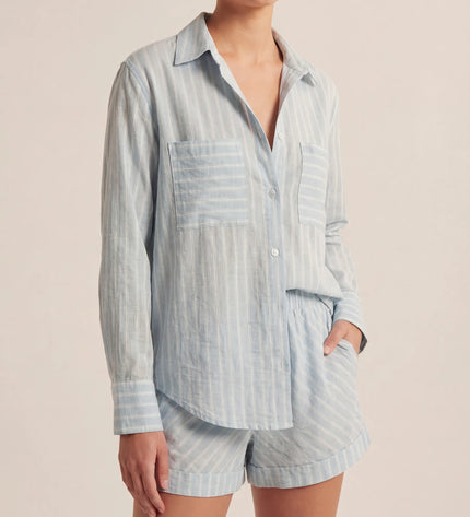 THE LUNA LINEN BLUE & WHITE STRIPE CO-ORD SET