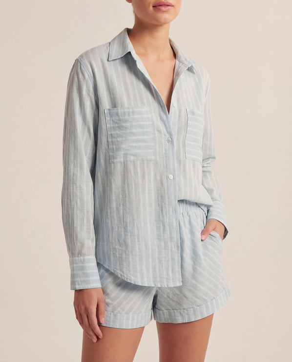 THE LUNA LINEN BLUE & WHITE STRIPE CO-ORD SET