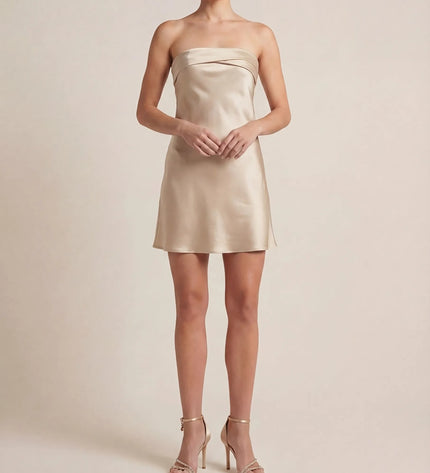 THE SEREN BANDEAU MINI DRESS IN CHAMPAGNE