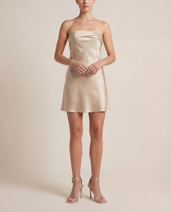 THE SEREN BANDEAU MINI DRESS IN CHAMPAGNE