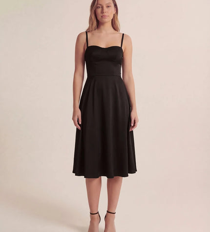 THE ELLA STRUCTURED MIDI DRESS IN BLACK