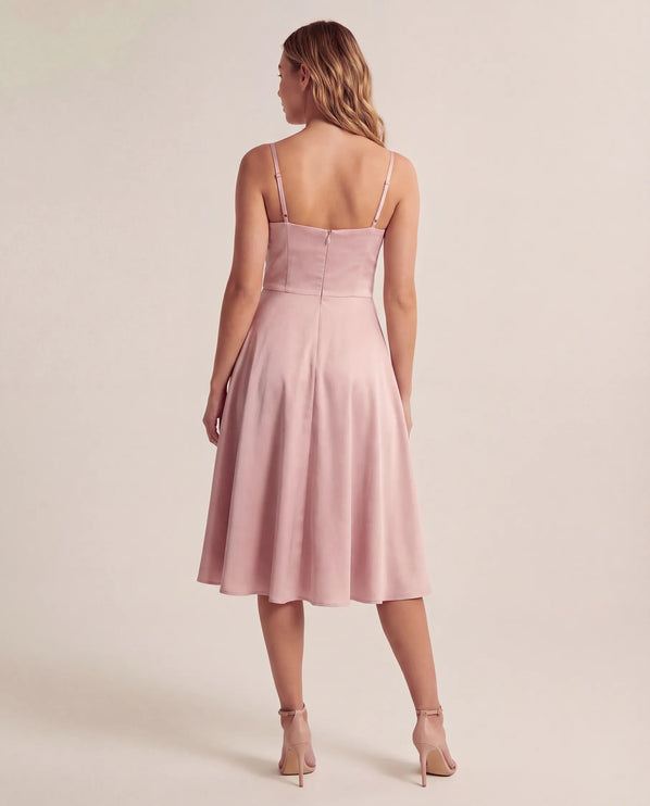 THE ELLA STRUCTURED MIDI DRESS IN PINK