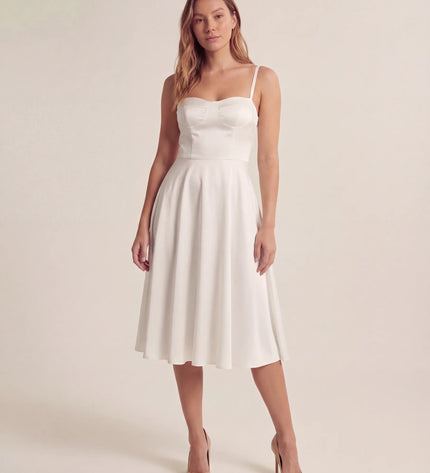 THE ELLA STRUCTURED MIDI DRESS IN WHITE