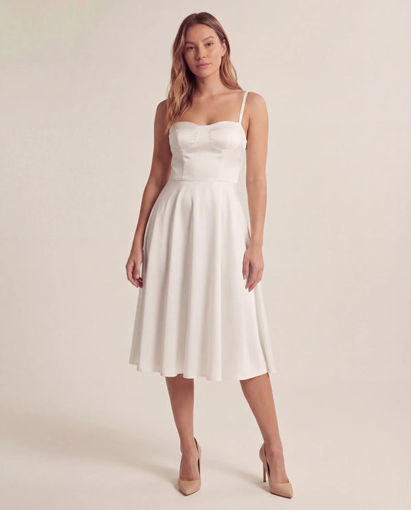 THE ELLA STRUCTURED MIDI DRESS IN WHITE