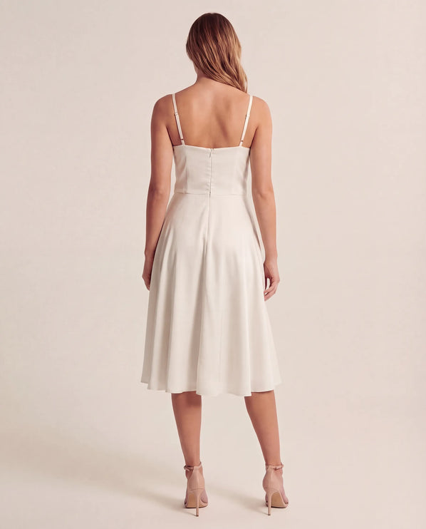 THE ELLA STRUCTURED MIDI DRESS IN WHITE