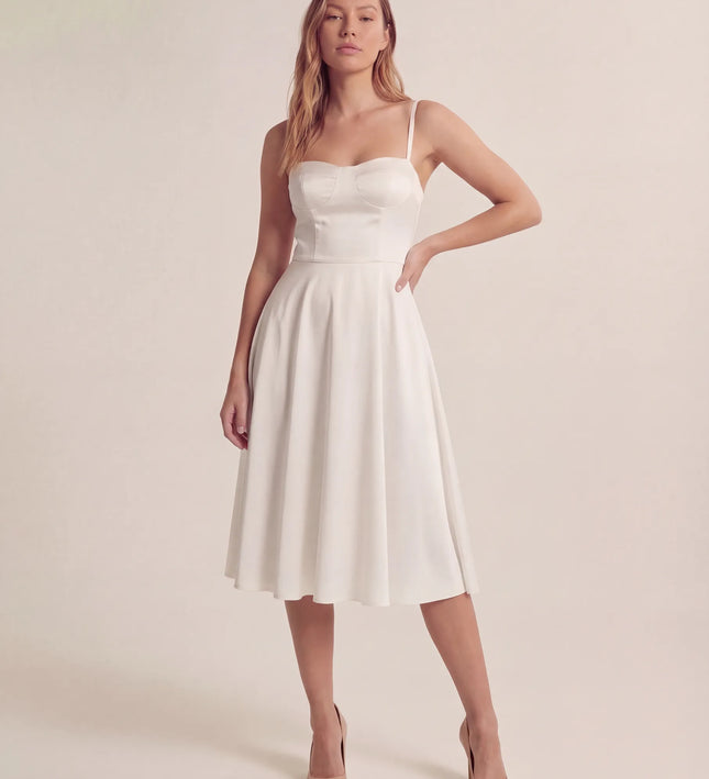 THE ELLA STRUCTURED MIDI DRESS IN WHITE