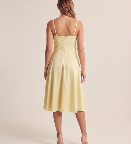 THE ELLA STRUCTURED MIDI DRESS IN LEMON