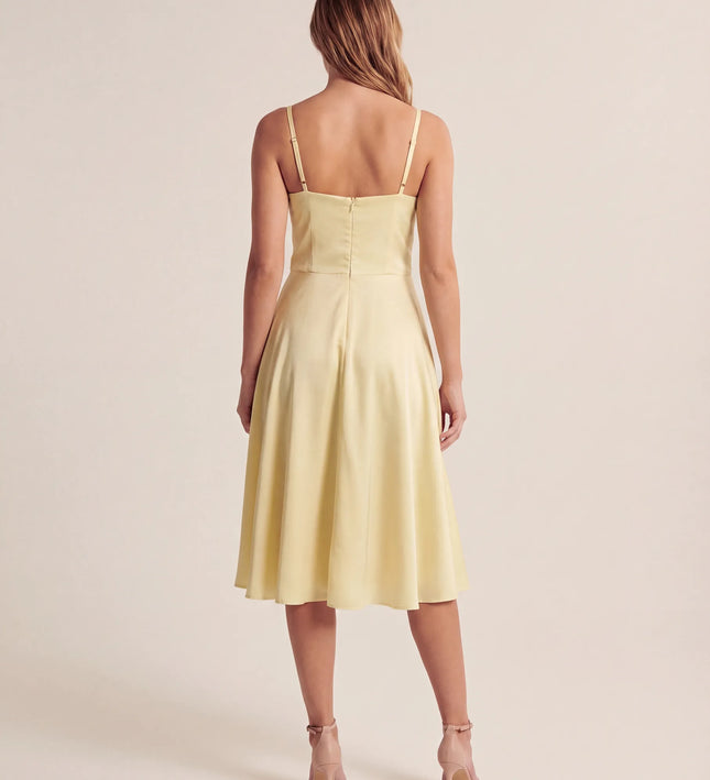 THE ELLA STRUCTURED MIDI DRESS IN LEMON