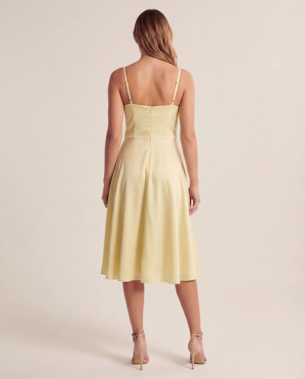 THE ELLA STRUCTURED MIDI DRESS IN LEMON