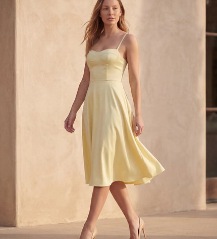 THE ELLA STRUCTURED MIDI DRESS IN LEMON