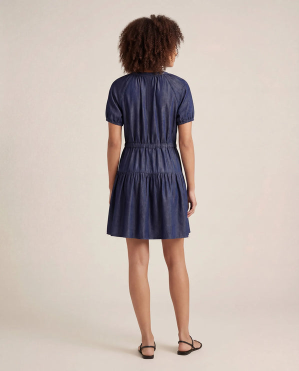 THE SIENNA DENIM LOOK SHORT DRESS IN NAVY