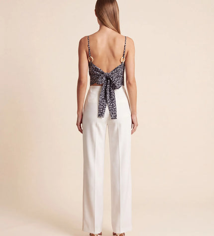 THE SAVANNAH TIE-BACK CAMI TOP IN BLACK DITSY FLORAL
