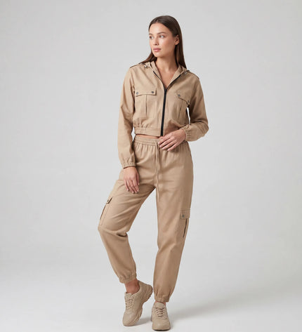 THE HARPER UTILITY HOODED JACKET IN BEIGE