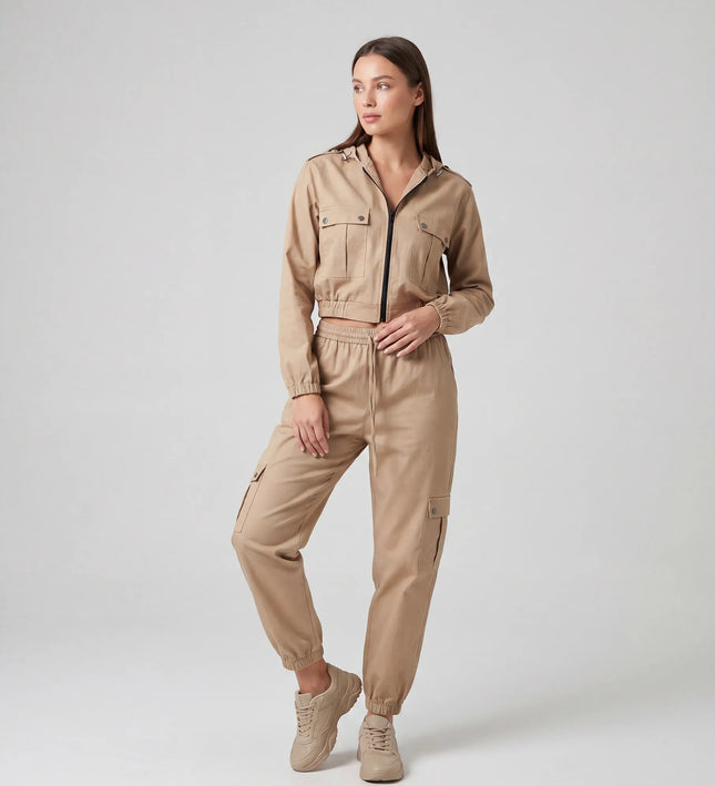 THE HARPER UTILITY HOODED JACKET IN BEIGE