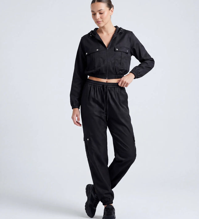 THE HARPER UTILITY HOODED JACKET IN BLACK