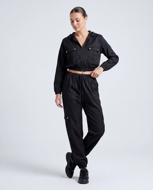 THE HARPER UTILITY HOODED JACKET IN BLACK