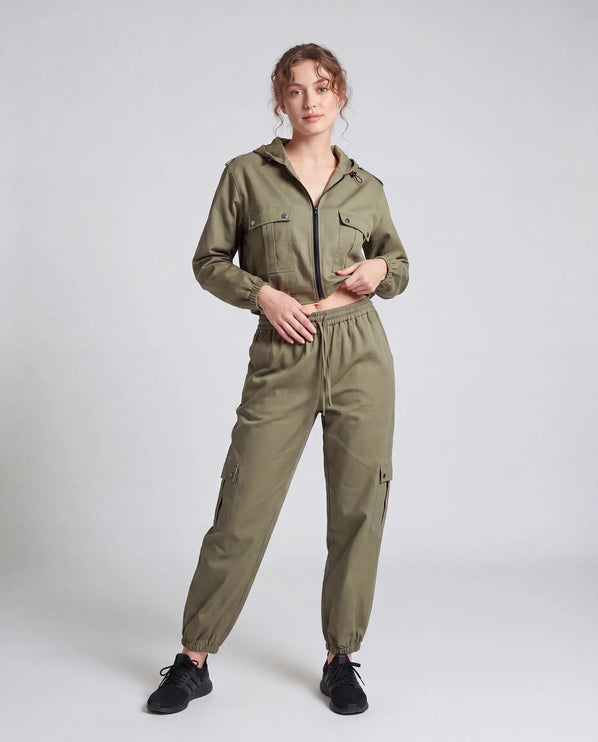THE HARPER UTILITY HOODED JACKET IN KHAKI