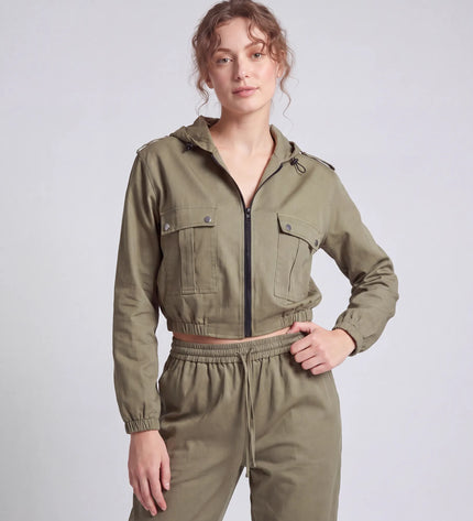 THE HARPER UTILITY HOODED JACKET IN KHAKI