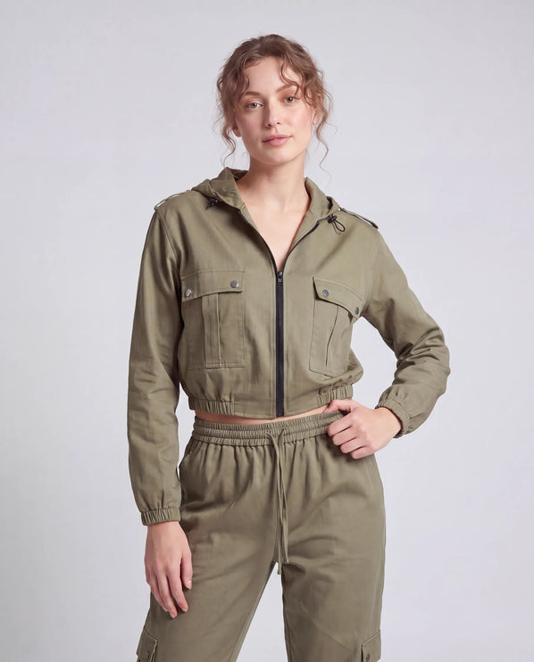 THE HARPER UTILITY HOODED JACKET IN KHAKI