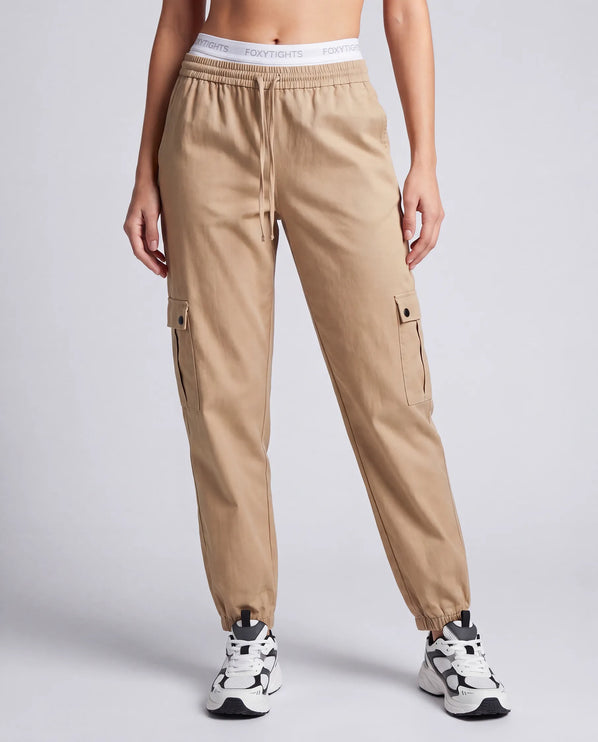 THE HARPER CARGO JOGGERS IN BEIGE
