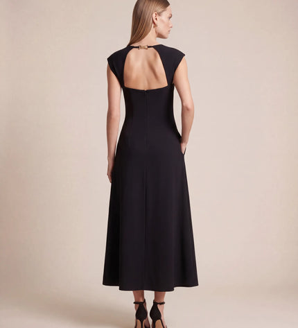 THE ARABELLA CLASP BACK MIDI DRESS IN BLACK