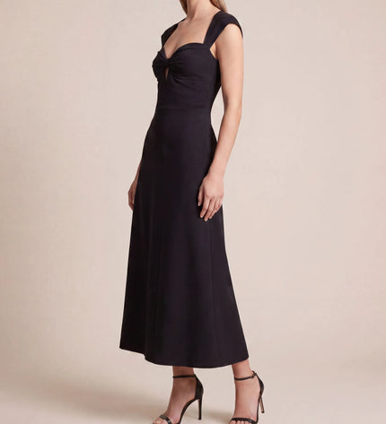 THE ARABELLA CLASP BACK MIDI DRESS IN BLACK