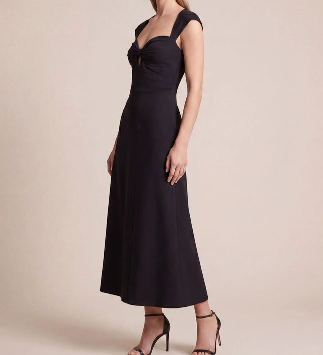 THE ARABELLA CLASP BACK MIDI DRESS IN BLACK