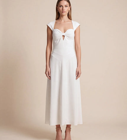 THE ARABELLA CLASP BACK MIDI DRESS IN WHITE