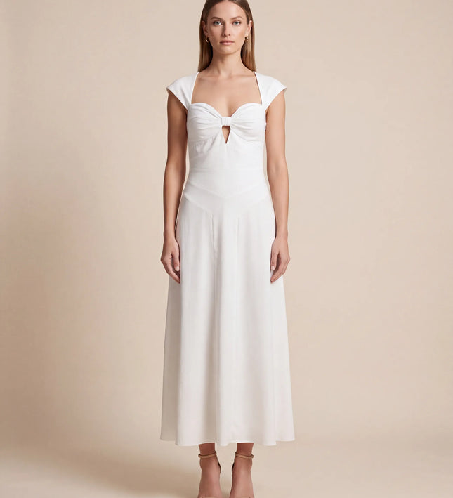THE ARABELLA CLASP BACK MIDI DRESS IN WHITE