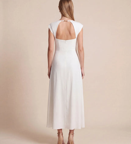 THE ARABELLA CLASP BACK MIDI DRESS IN WHITE
