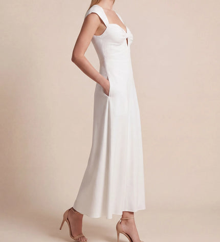 THE ARABELLA CLASP BACK MIDI DRESS IN WHITE
