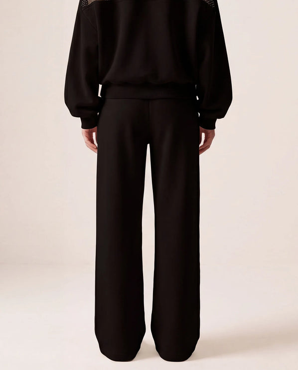 THE ADELINA EMBELLISHED WIDE LEG JOGGERS IN BLACK