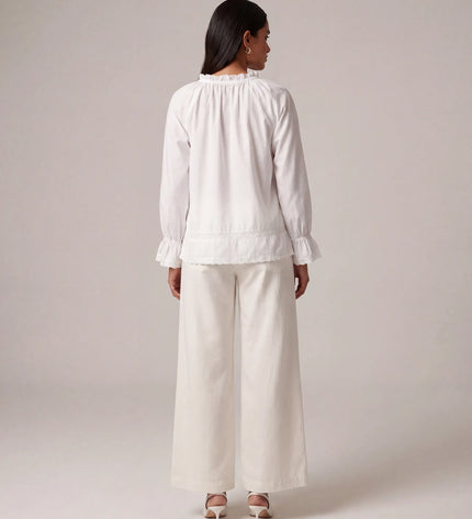 THE CELESTE LACE TRIM BLOUSE IN WHITE