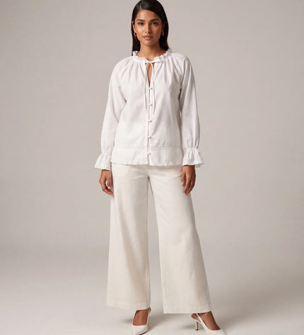 THE CELESTE LACE TRIM BLOUSE IN WHITE