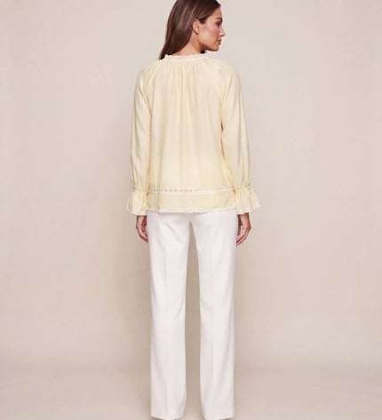 THE CELESTE LACE TRIM BLOUSE IN BUTTERCREAM