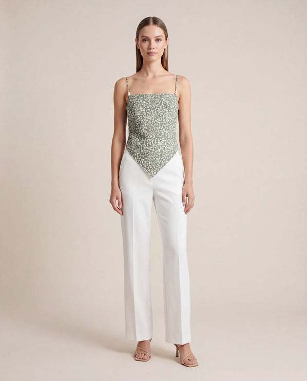THE SAVANNAH TIE-BACK CAMI TOP IN SAGE DITSY FLORAL